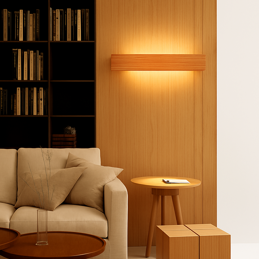 Applique murale LED rectangulaire en bois taillé Japan - vue 5 sur 8