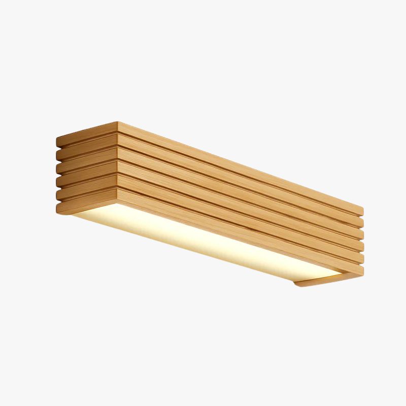 Applique murale LED rectangulaire en bois taillé Japan