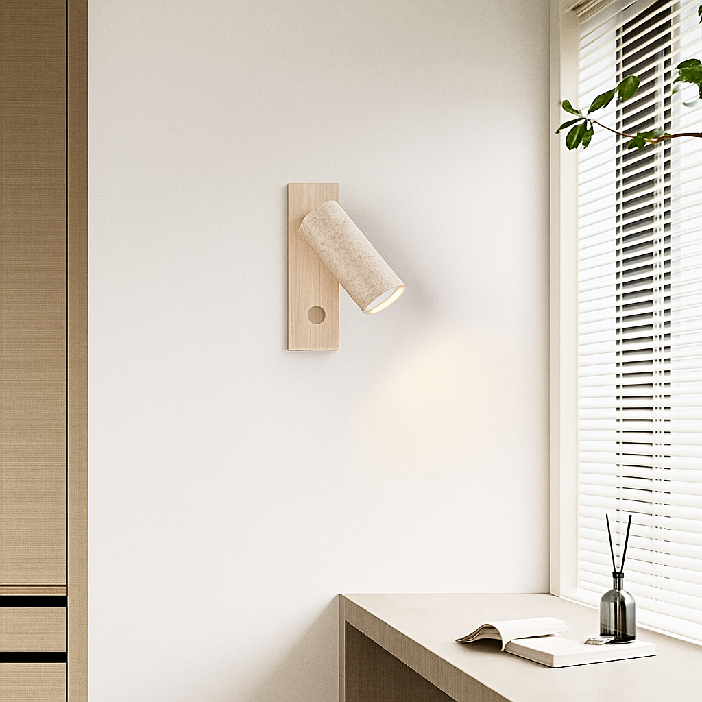 Applique murale led rotative avec interrupteur en bois wabi-sabi - vue 4 sur 7