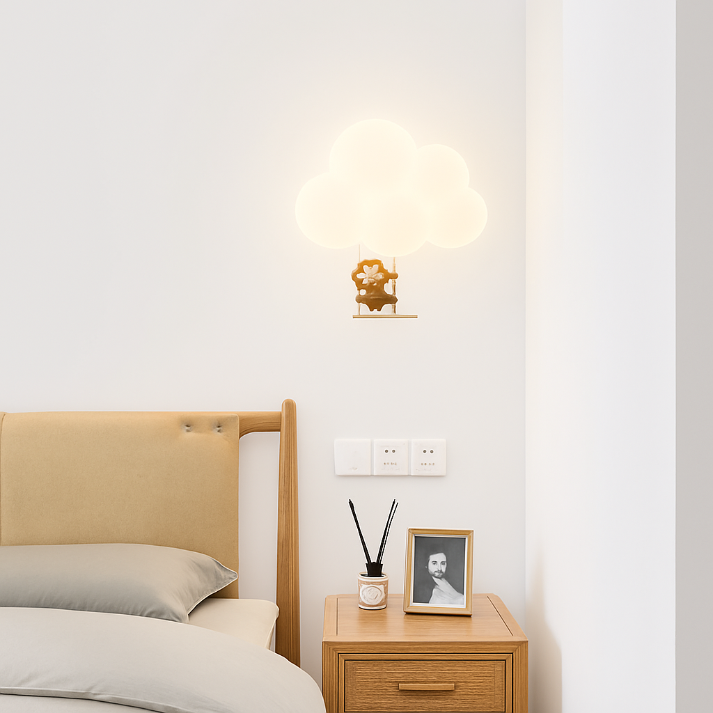 applique murale led singe lapin nuage pour enfants - vue 6 sur 13