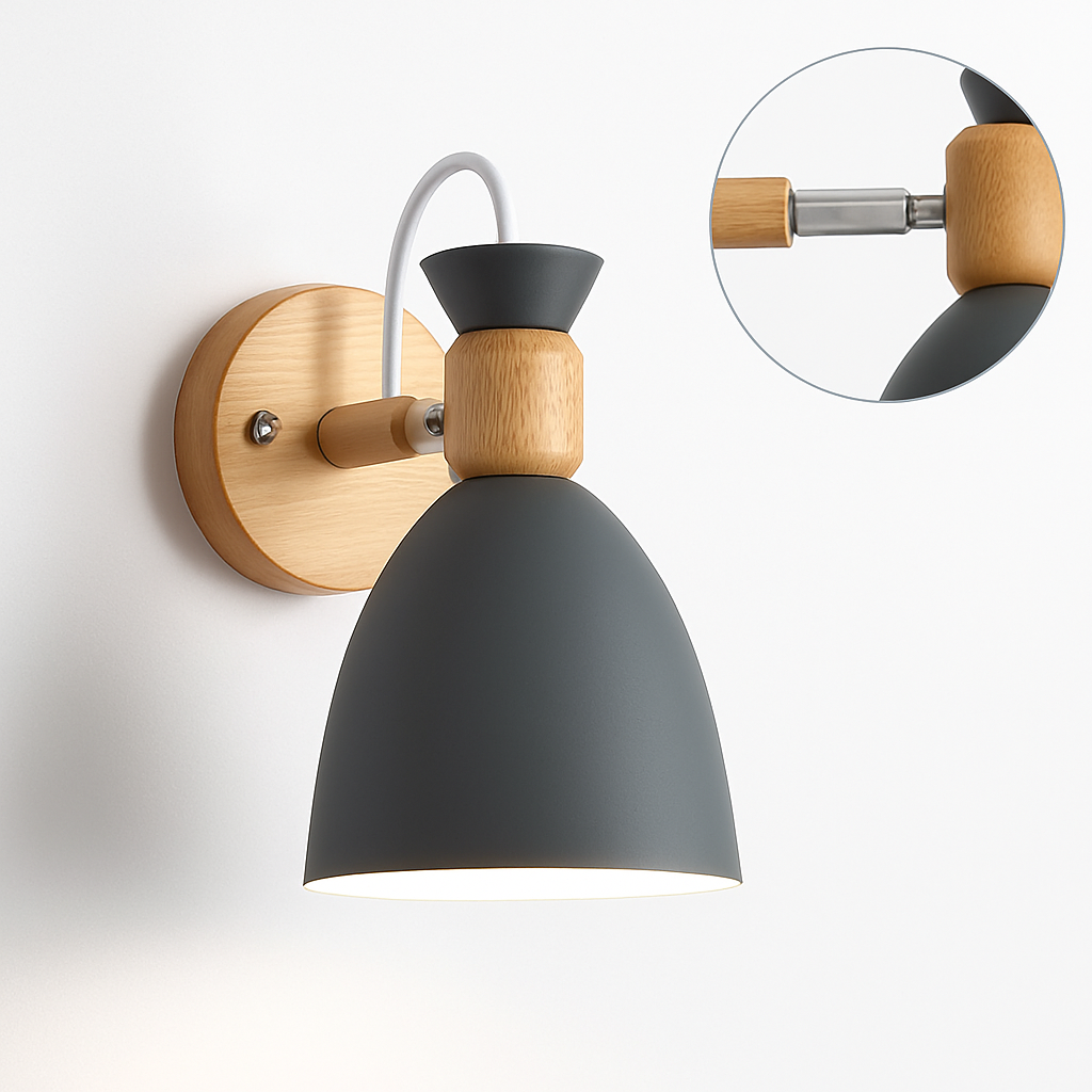 applique murale led style nordique en bois moderne - vue 4 sur 9