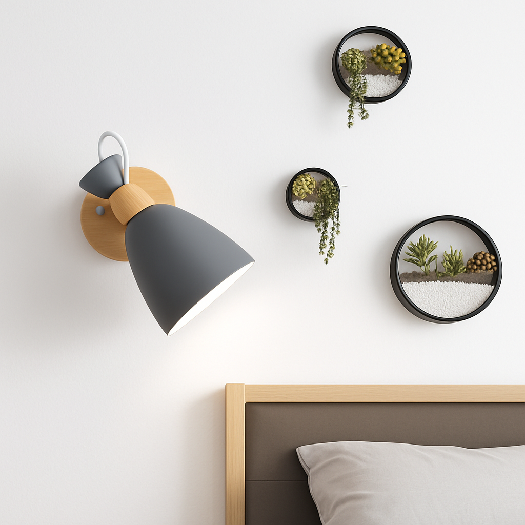 applique murale led style nordique en bois moderne - vue 6 sur 9