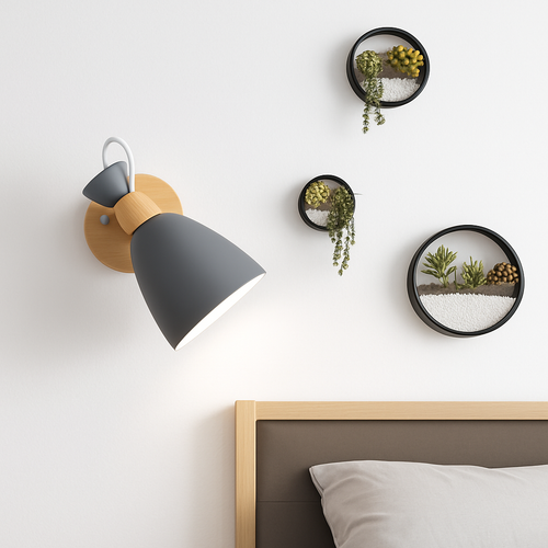 applique murale led style nordique en bois moderne