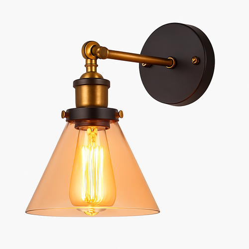 Applique murale LED vintage rustique en verre et doré