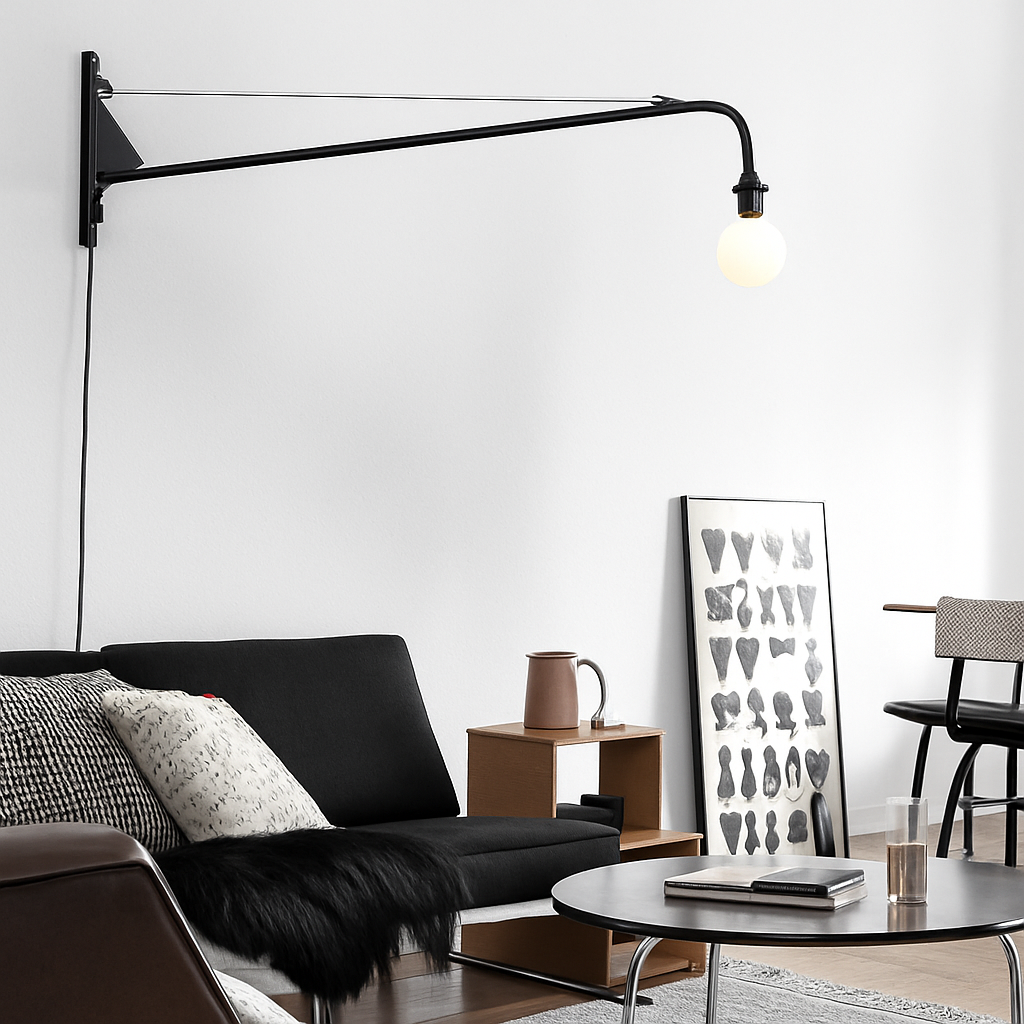 applique murale minimaliste rotative à bras long avec interrupteur - vue 4 sur 7