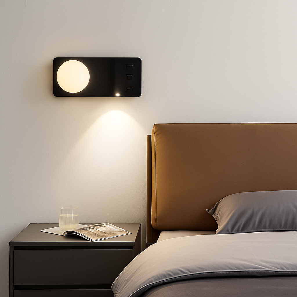 applique murale moderne avec double interrupteur et port usb - vue 4 sur 10
