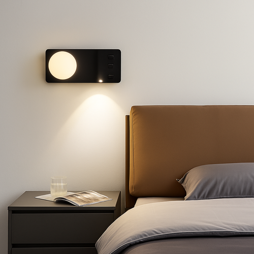 applique murale moderne avec double interrupteur et port usb