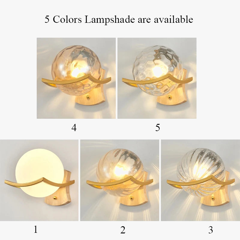 applique murale moderne en bois design lumineux décoratif en forme de lune