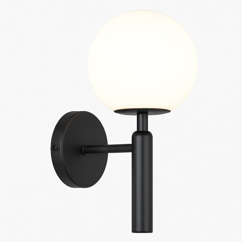 Applique murale moderne LED avec boule en verre et support cylindrique Sconce