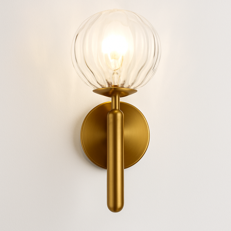 Applique murale moderne LED avec boule en verre et support cylindrique Sconce