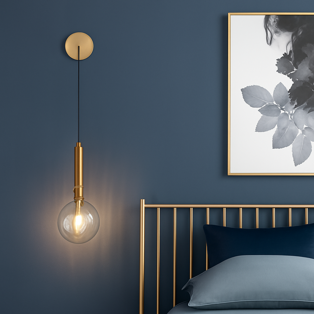 Applique murale modernes boule verre nordique laiton/noir. - vue 3 sur 10