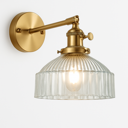 applique murale nordique en verre et laiton avec miroir à led