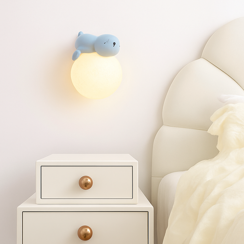 applique murale ours et lune pour éclairage de chevet enfant