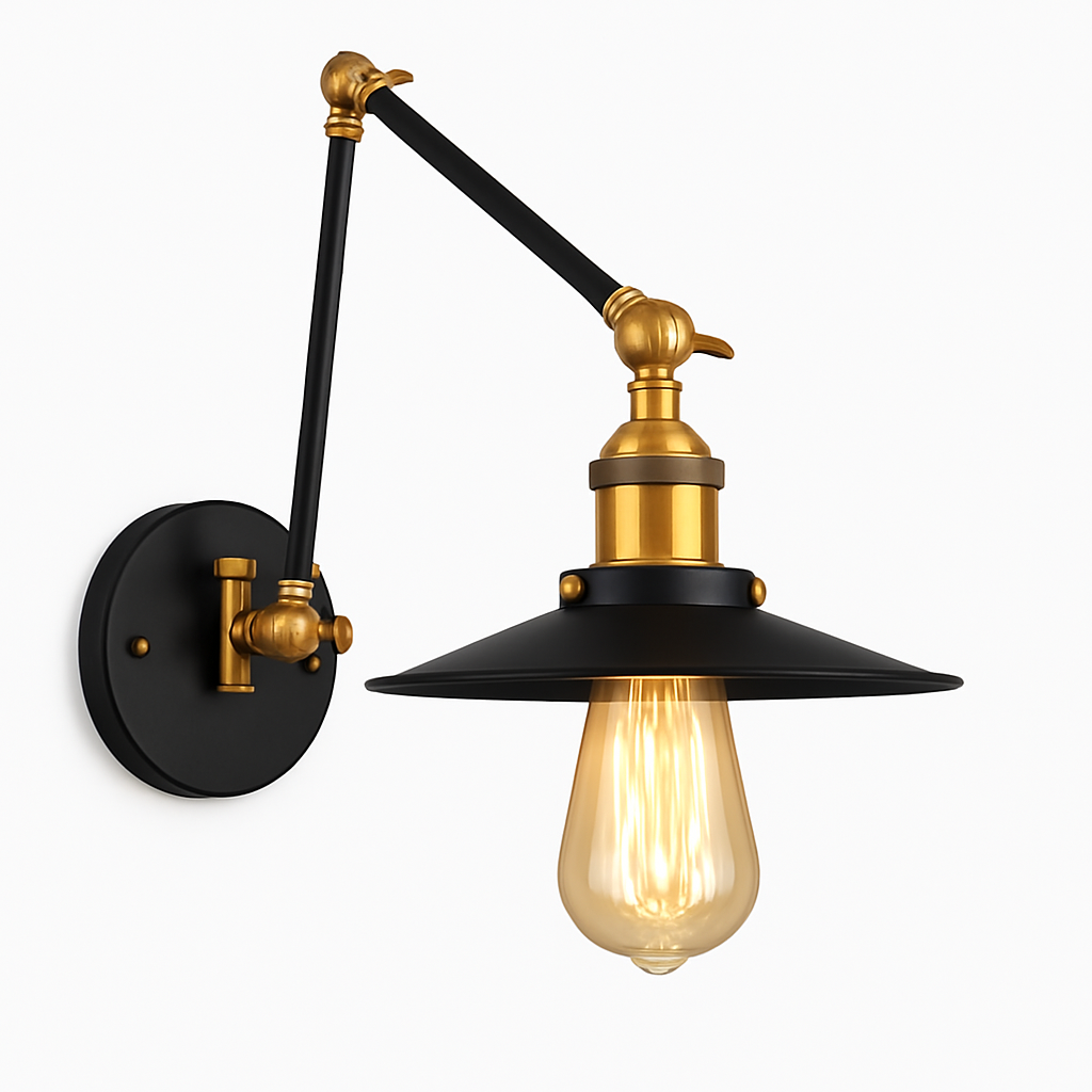 applique murale réglable longue style loft vintage avec led - vue 3 sur 10