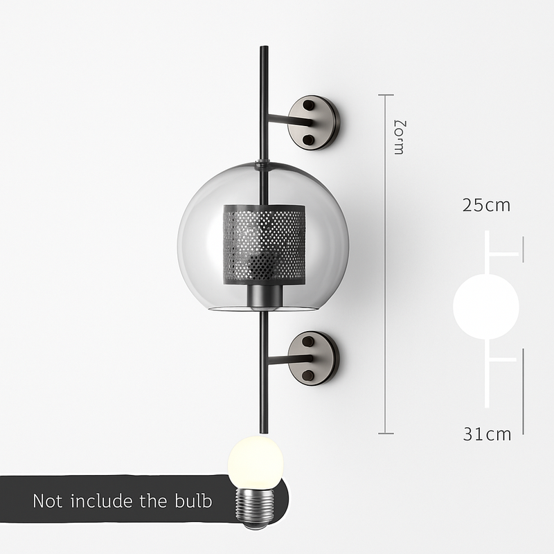 Applique murale rétro en verre et métal