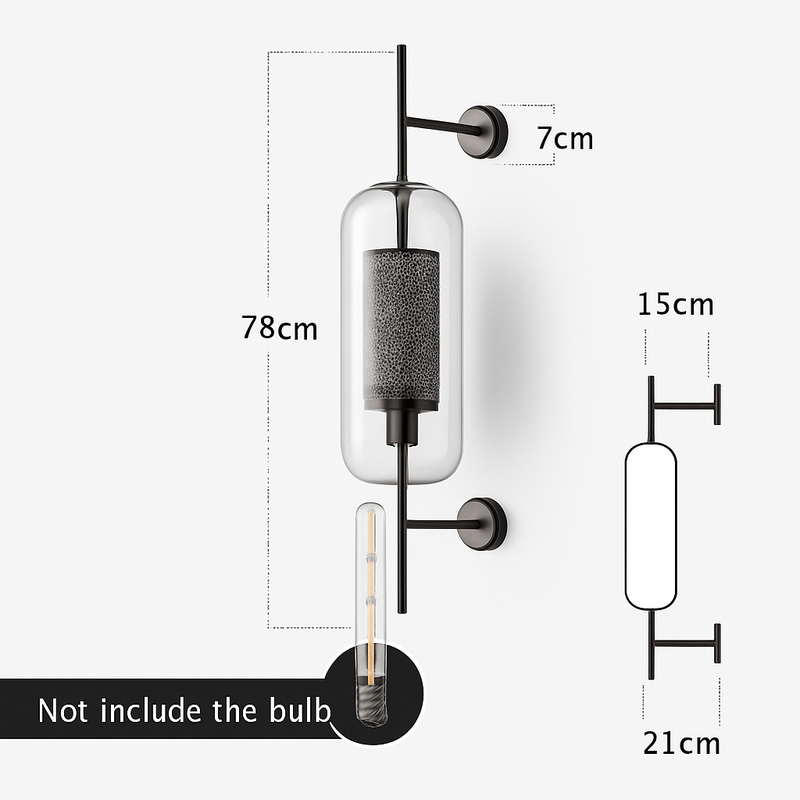 Applique murale rétro en verre et métal