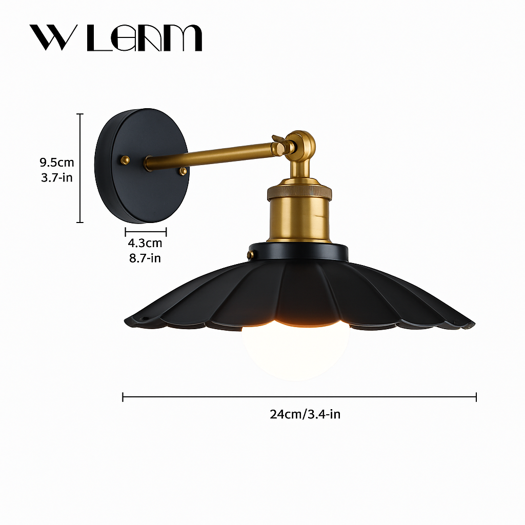 Applique murale rétro à LED avec abat-jour tuile métal Home - vue 5 sur 5