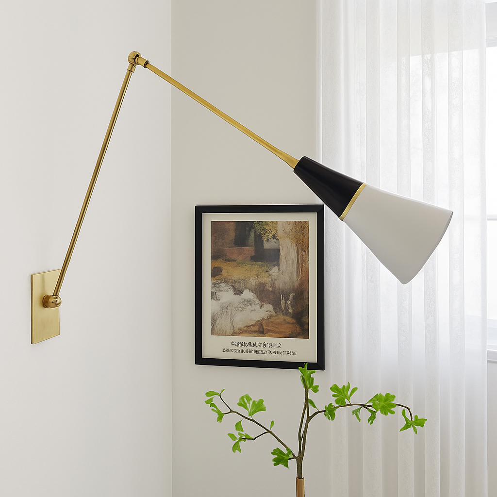 applique murale rétro médiévale en laiton noir doré à led avec bras pivotant - vue 5 sur 10
