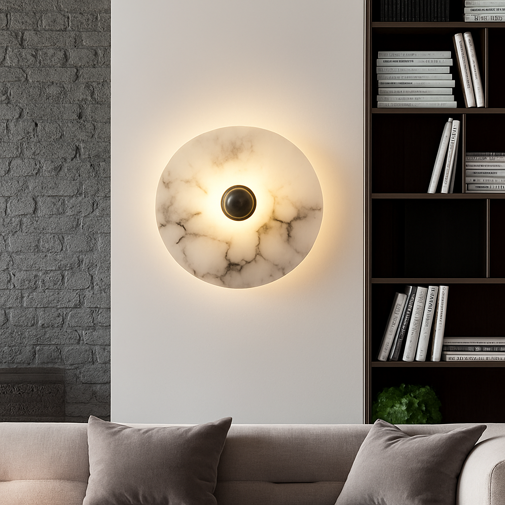 applique murale ronde en marbre pour décoration intérieure - vue 5 sur 14