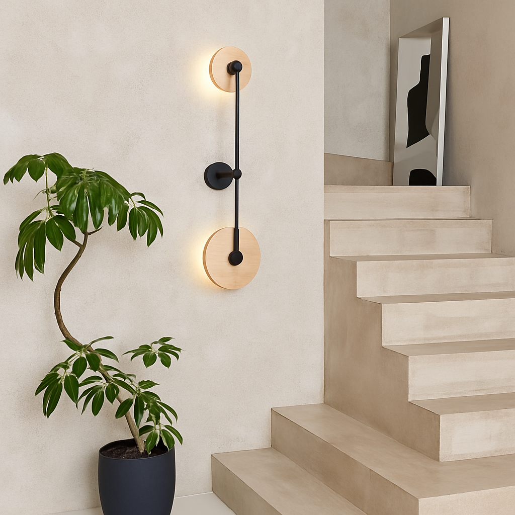 applique murale ronde japonaise en travertin à led pour éclairage d'ambiance - vue 4 sur 11