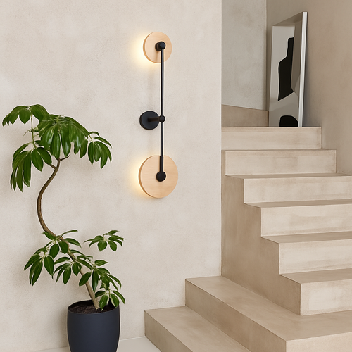 applique murale ronde japonaise en travertin à led pour éclairage d'ambiance