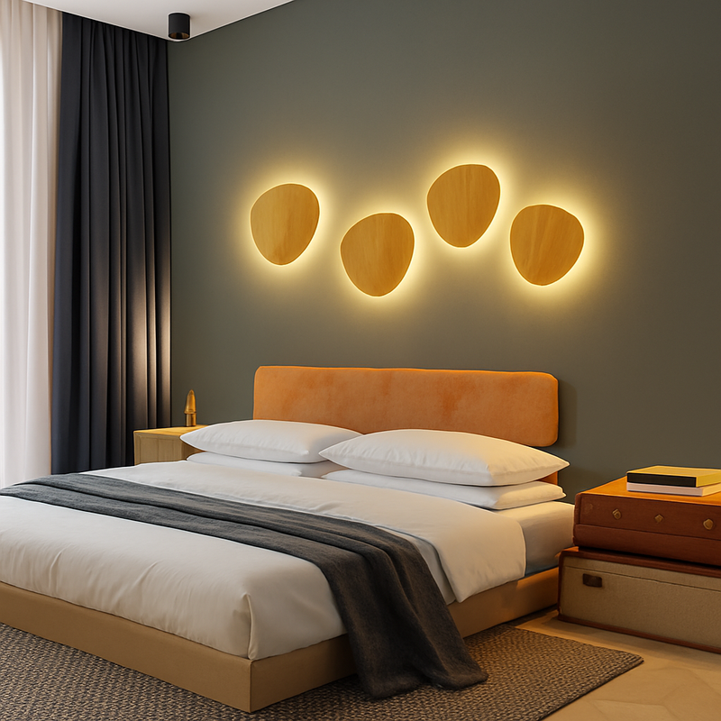 Applique murale scandinave LED de forme ovale en bois