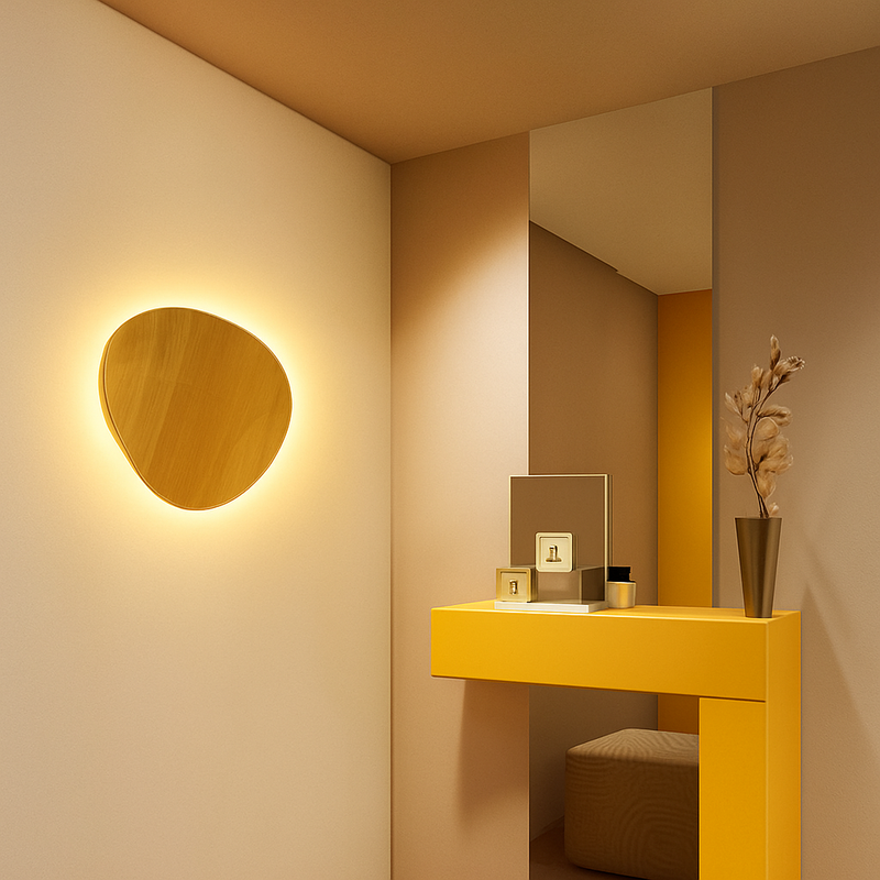 Applique murale scandinave LED de forme ovale en bois