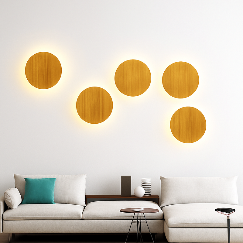 Applique murale scandinave LED de forme ovale en bois