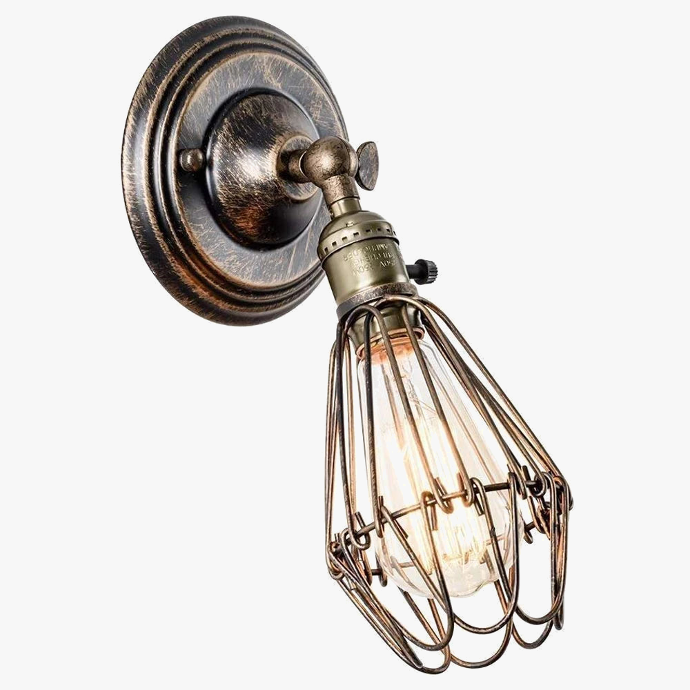 applique murale vintage industrielle réglable cage métallique led