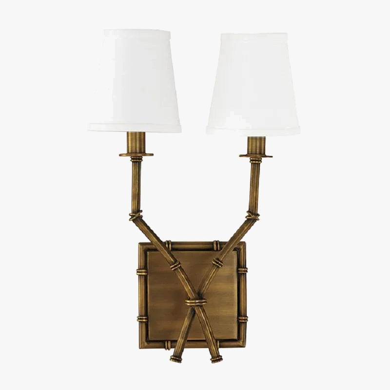 Applique nordique chambre lampe de chevet salon salle à manger américain en fer forgé bambou Double tête lin applique décor