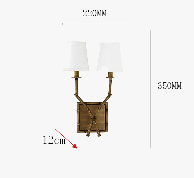 Applique nordique chambre lampe de chevet salon salle à manger américain en fer forgé bambou Double tête lin applique décor