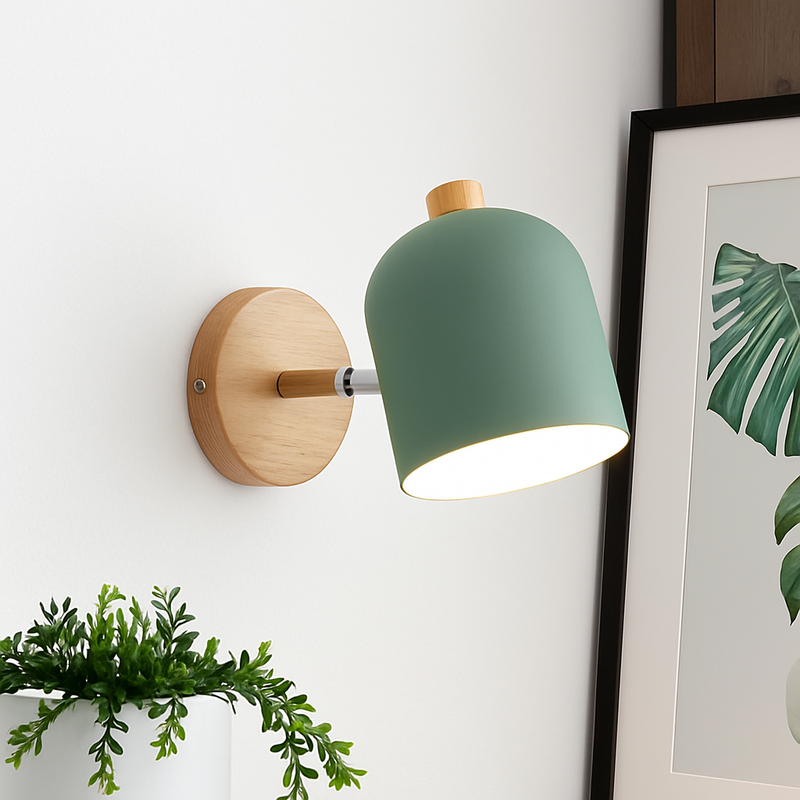 Appliques murales de chambre décoration murale lampes de chevet nordiques macaron tête de direction applique suspendue en bois salon/chambre à coucher éclairage de lecture