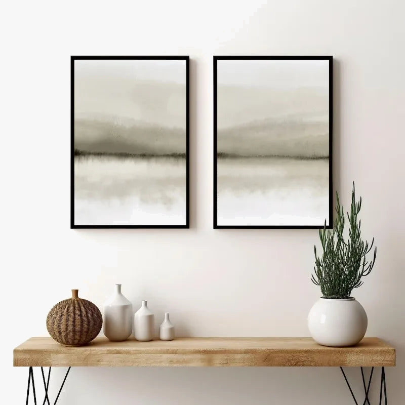 aquarelle abstraite minimaliste paysage moderne pour décoration murale