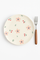 Assiette a gateau ceramique style coreen floral irregulier