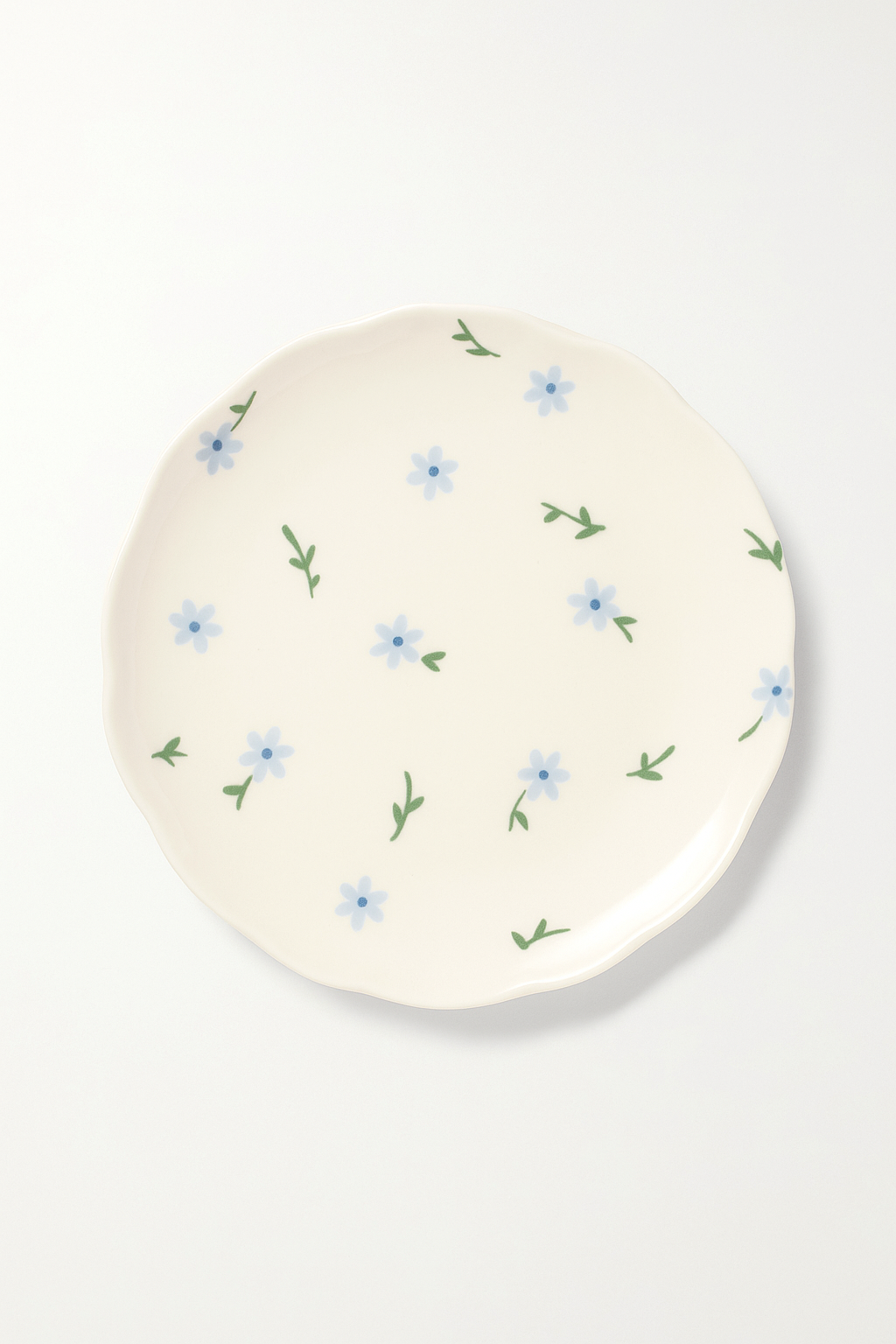 Assiette ceramique artisanale style coreen motif floral irregulier - vue 2 sur 3