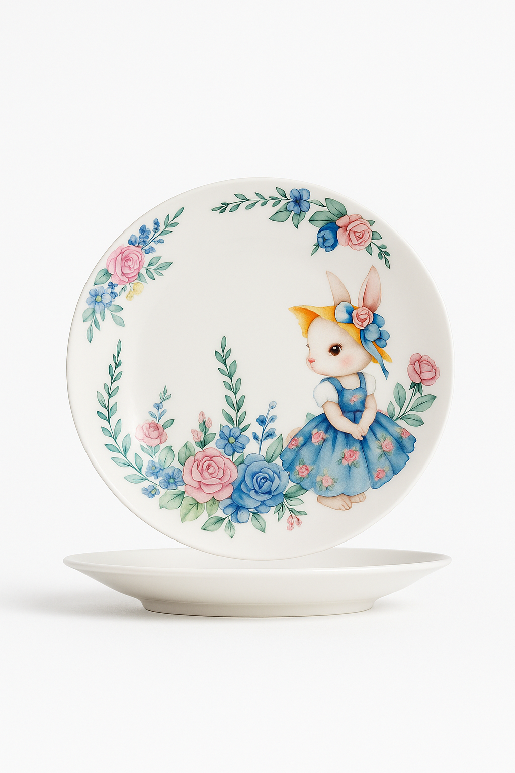 Assiette ceramique motif citrouille lapin style jardin - vue 2 sur 3