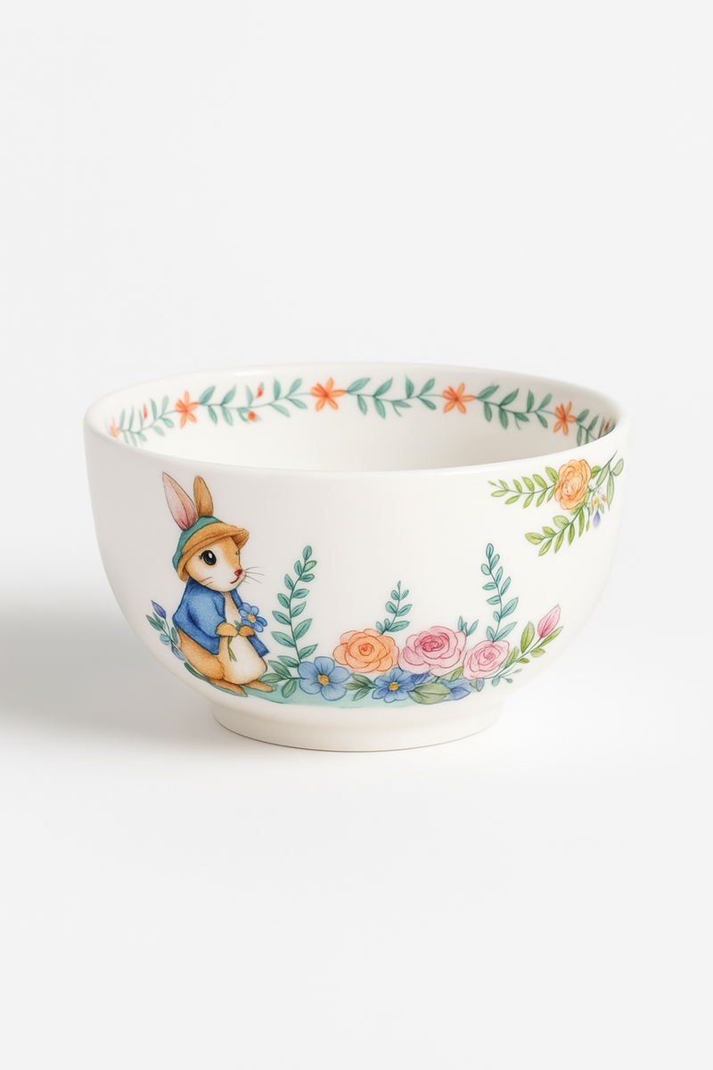 Assiette ceramique motif citrouille lapin style jardin mignon