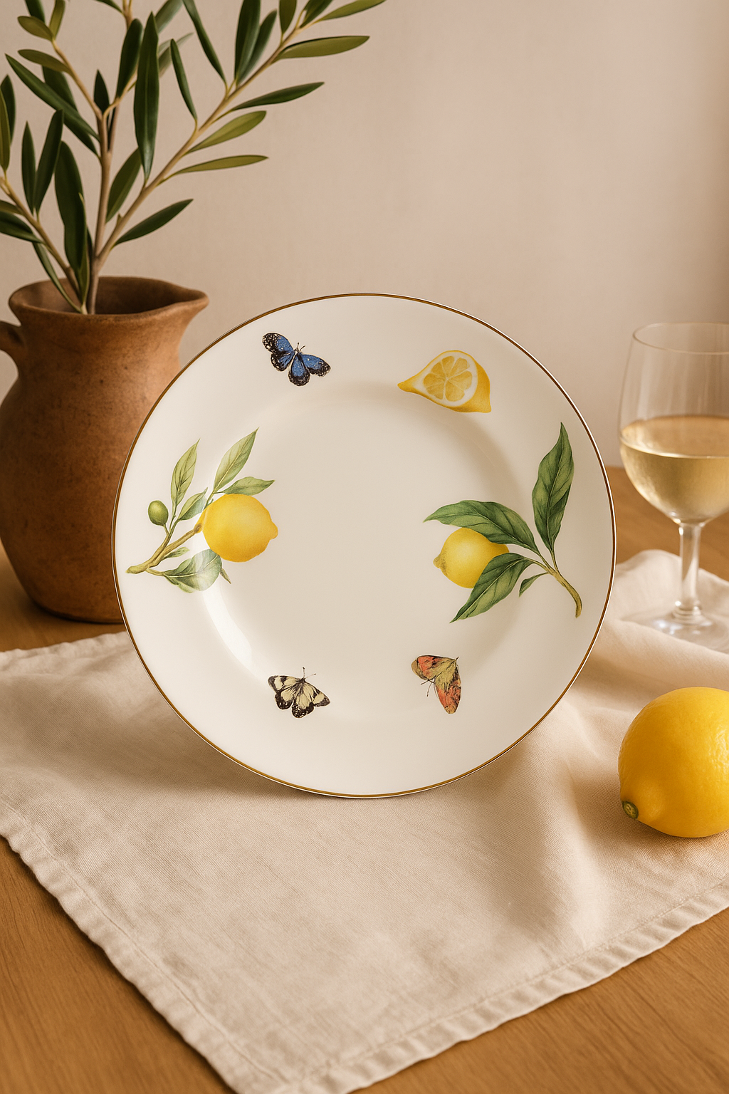 Assiette ceramique style europeen motif citron elegante - vue 3 sur 3