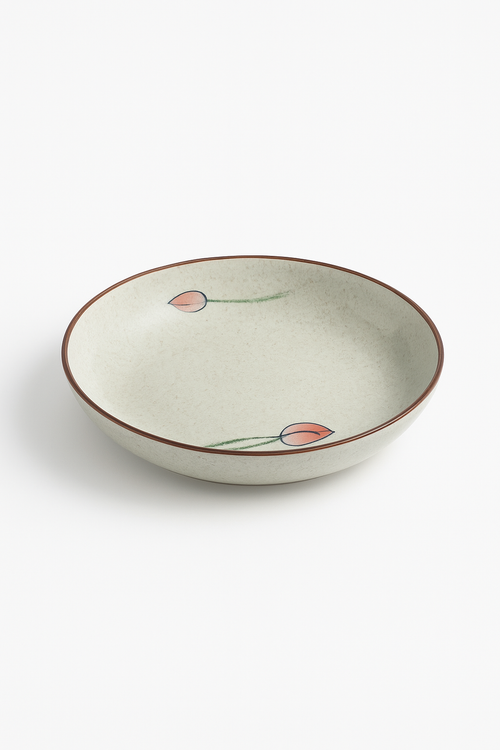 Assiette dessert japonaise ceramique motif floral peinte main