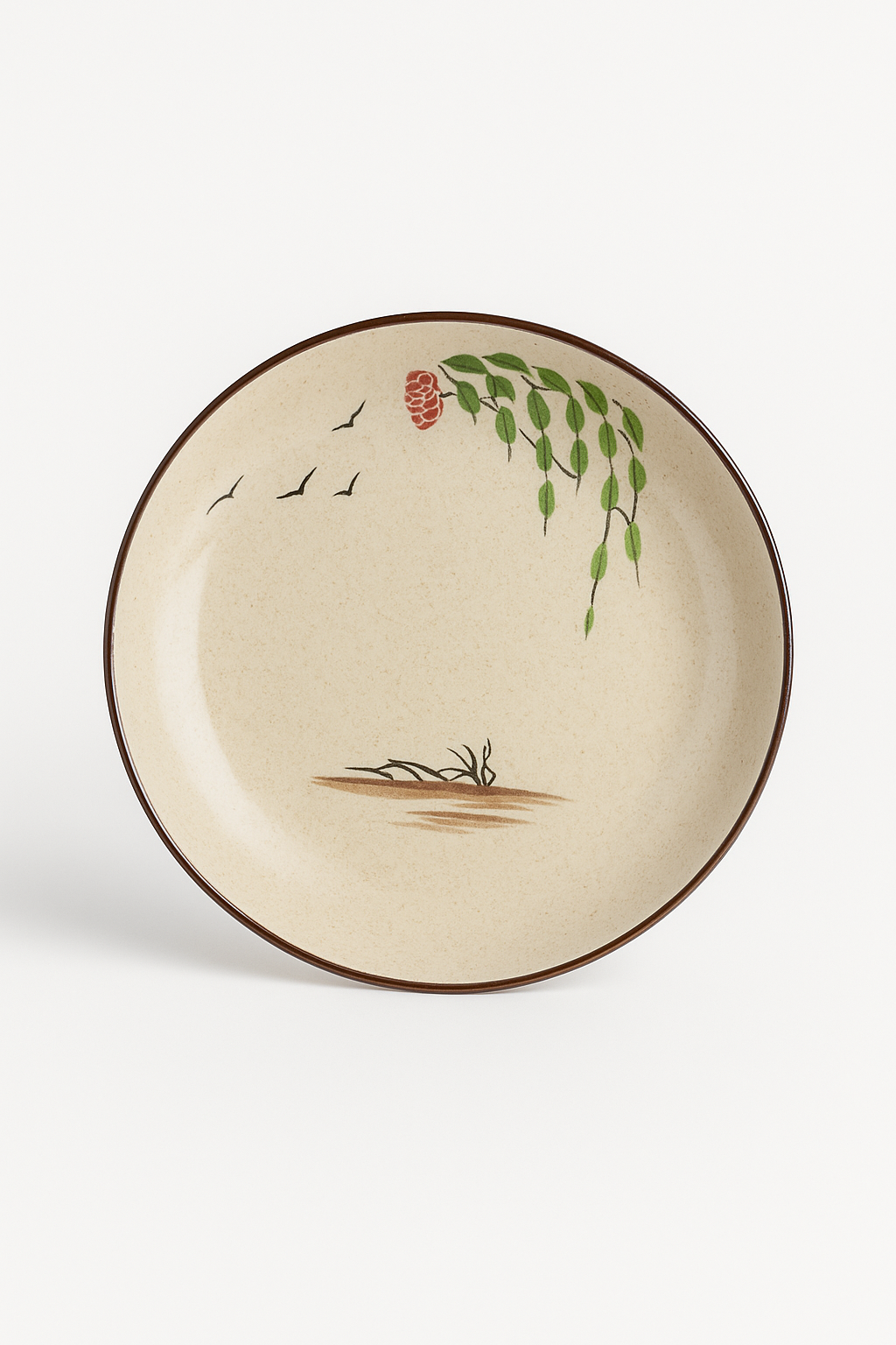 Assiette dessert japonaise ceramique motifs floraux peinte main - vue 2 sur 3