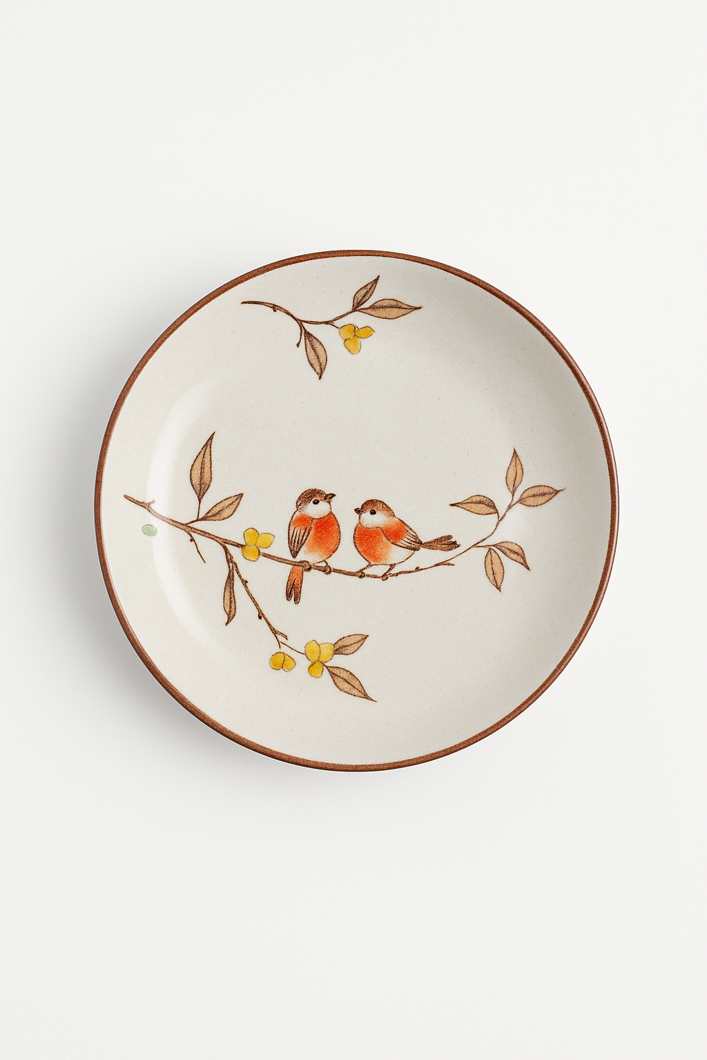 Assiette dessert japonaise ceramique motifs floraux peinte main - vue 2 sur 3