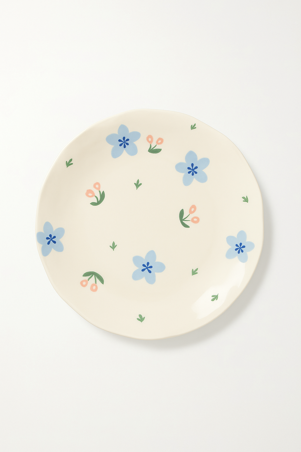 Assiette gateau ceramique artisanale style coreen motif floral - vue 2 sur 3