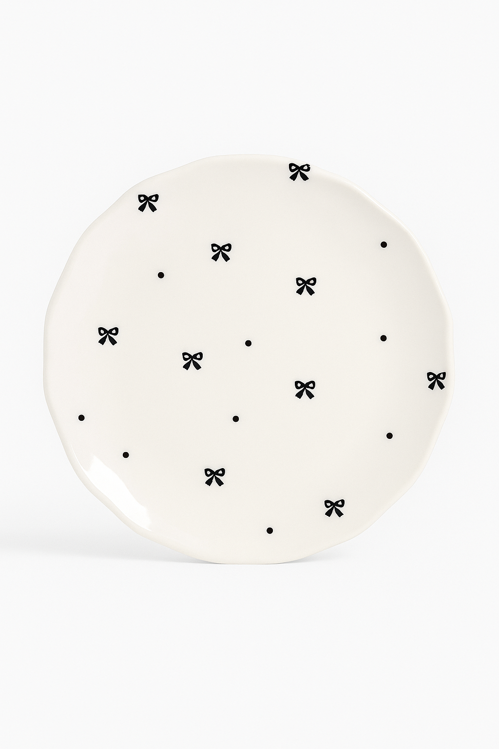 Assiette gateau ceramique style coreen motif floral irregulier - vue 2 sur 3