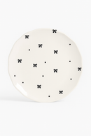 Assiette gateau ceramique style coreen motif floral irregulier