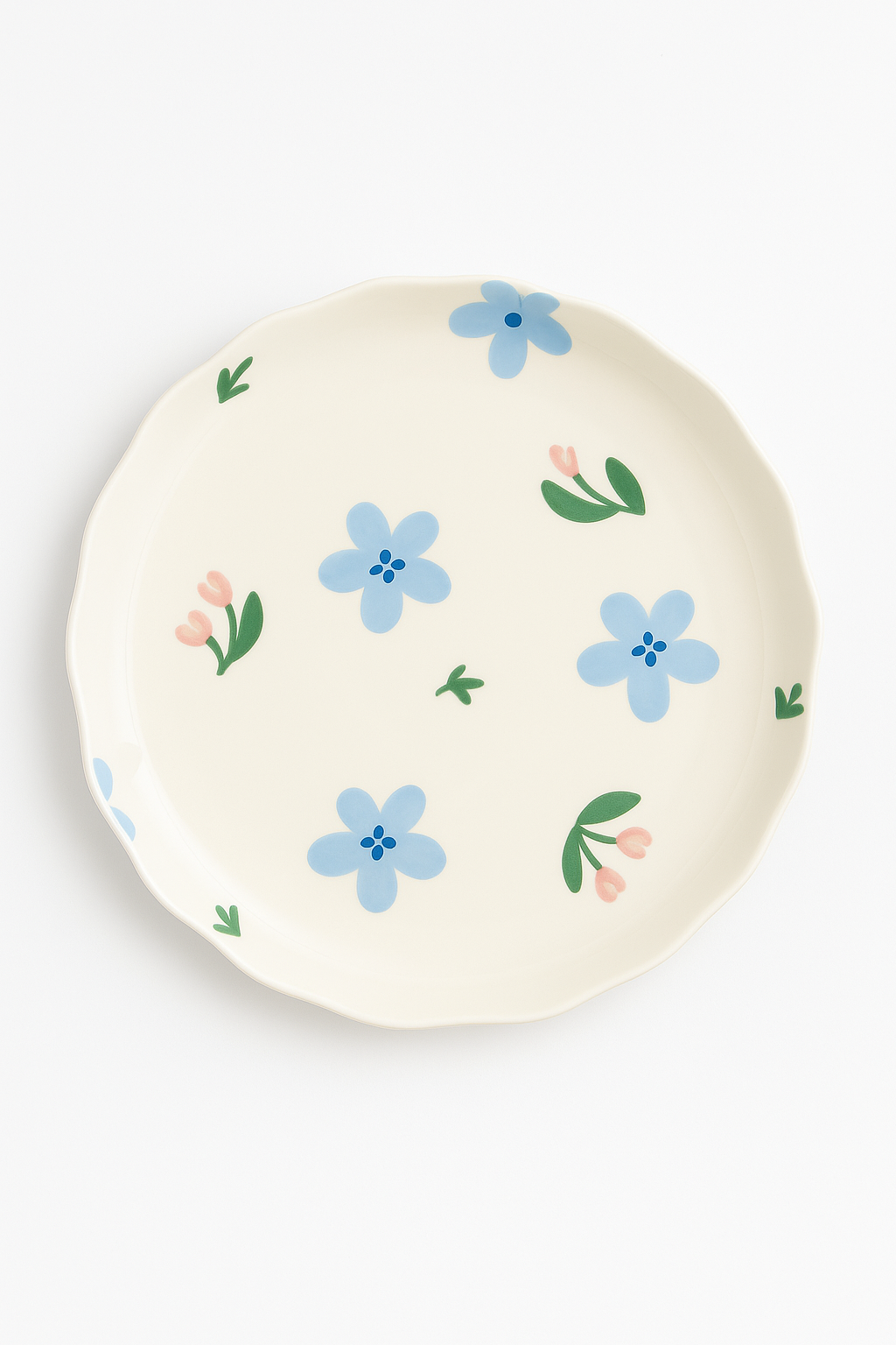 Assiette gateau ceramique style coreen motif floral irregulier - vue 2 sur 3