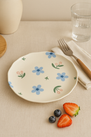 Assiette gateau ceramique style coreen motif floral irregulier