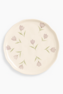 Assiette gâteau céramique style coréen motif floral irrégulier