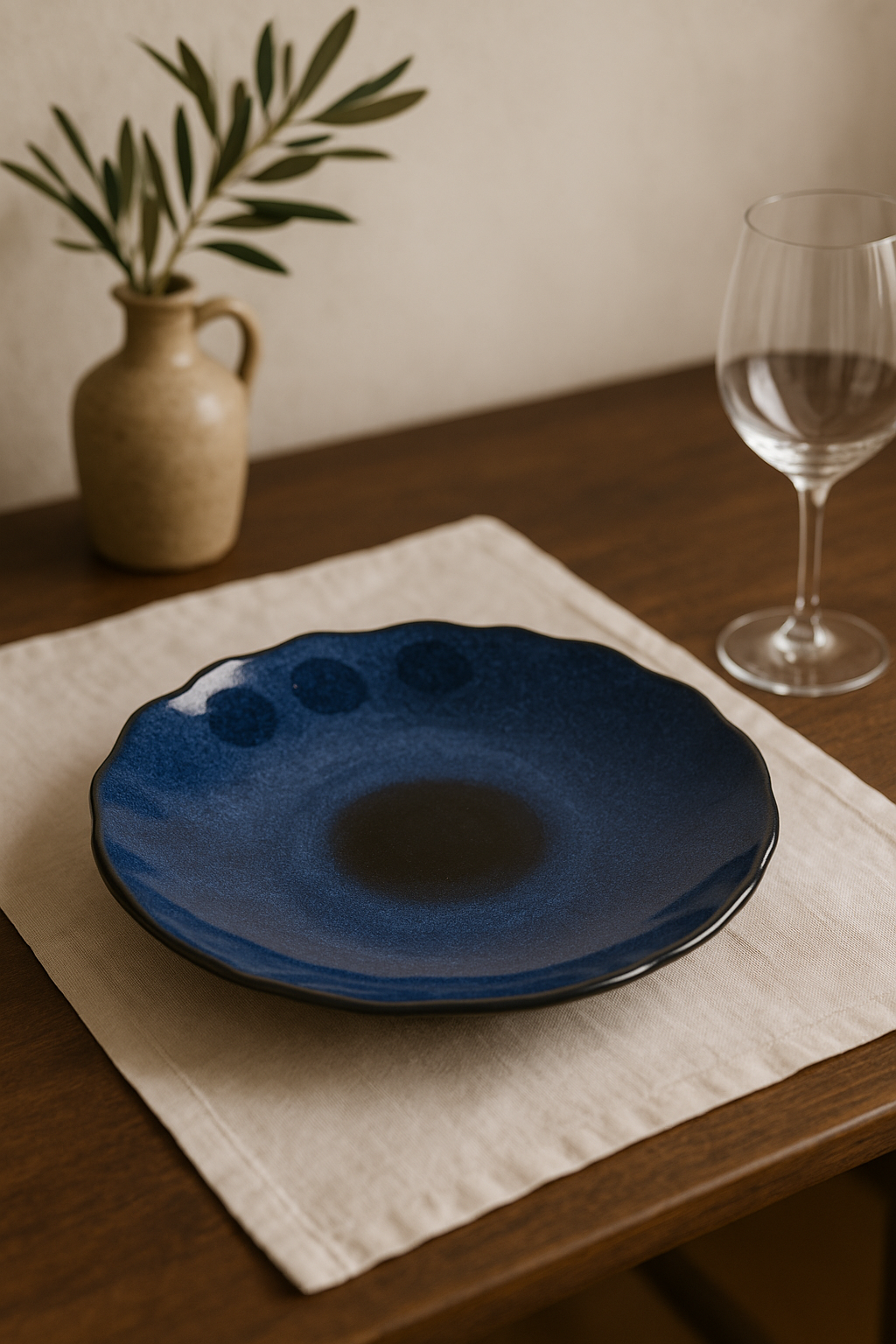 Assiette plate ceramique japonaise forme coquillage irreguliere - vue 3 sur 3