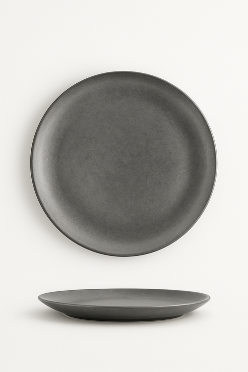 Assiette plate inox style industriel vintage camping western