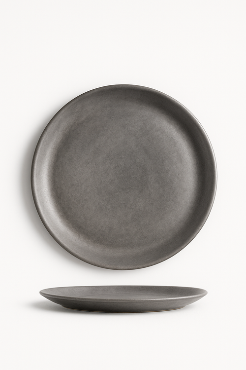 Assiette plate vintage acier inoxydable style industriel camping